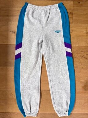 VTG PONY 90s Colorblock Sweatpants Heather Grey Teal Purple  Athletic XS/S (est)